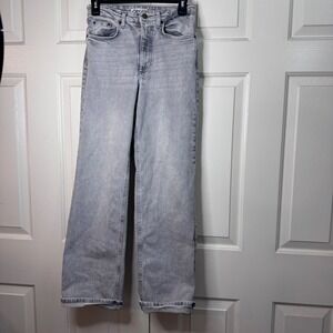 ONLY Blue Denim Women's Gray Wash Only Juicy Wide Leg Jeans High Waist 26x32 4/5